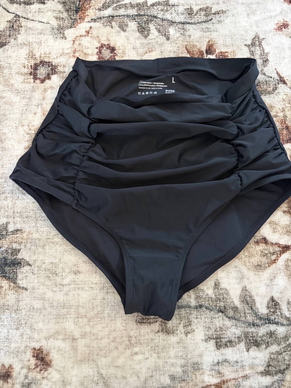 Shapermint Black High-Waist Ruched One-Piece Swim Bottom